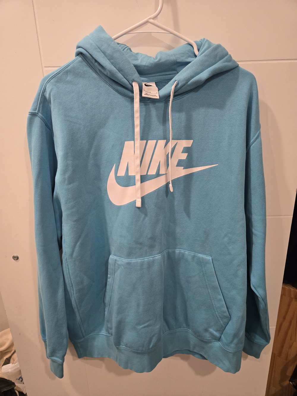Nike Men's Crewneck Hoodie in Light Blue with White Logo